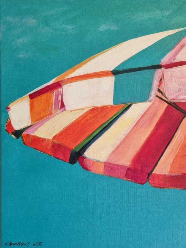 Nr. 630, Sonnenschirm türkis, 30x40, 25 €