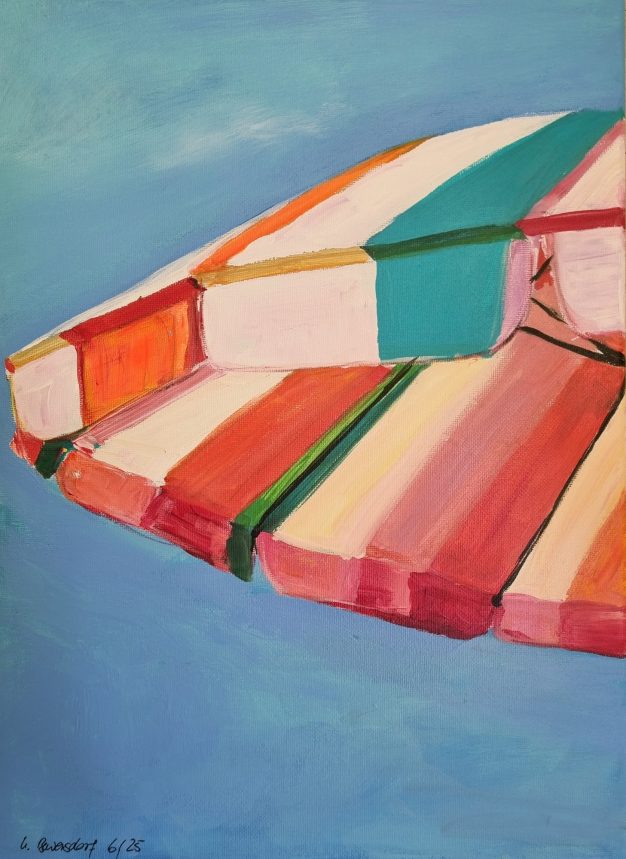 Nr. 631, Sonnenschirm hellblau, 30x40, 25 €